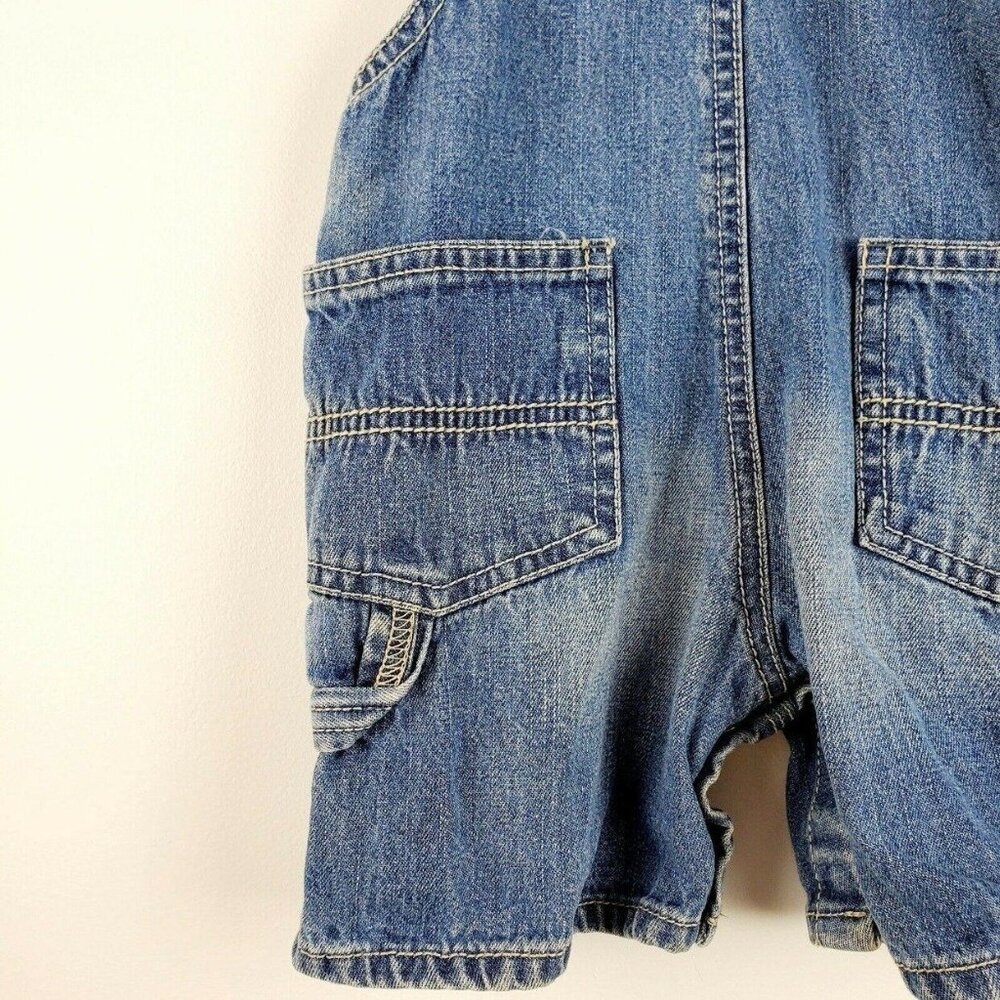 OshKosh Bgosh Vestbak Infant Boys Denim Jean Carpenter Overall Shorts 12 Months - Picture 8 of 10
